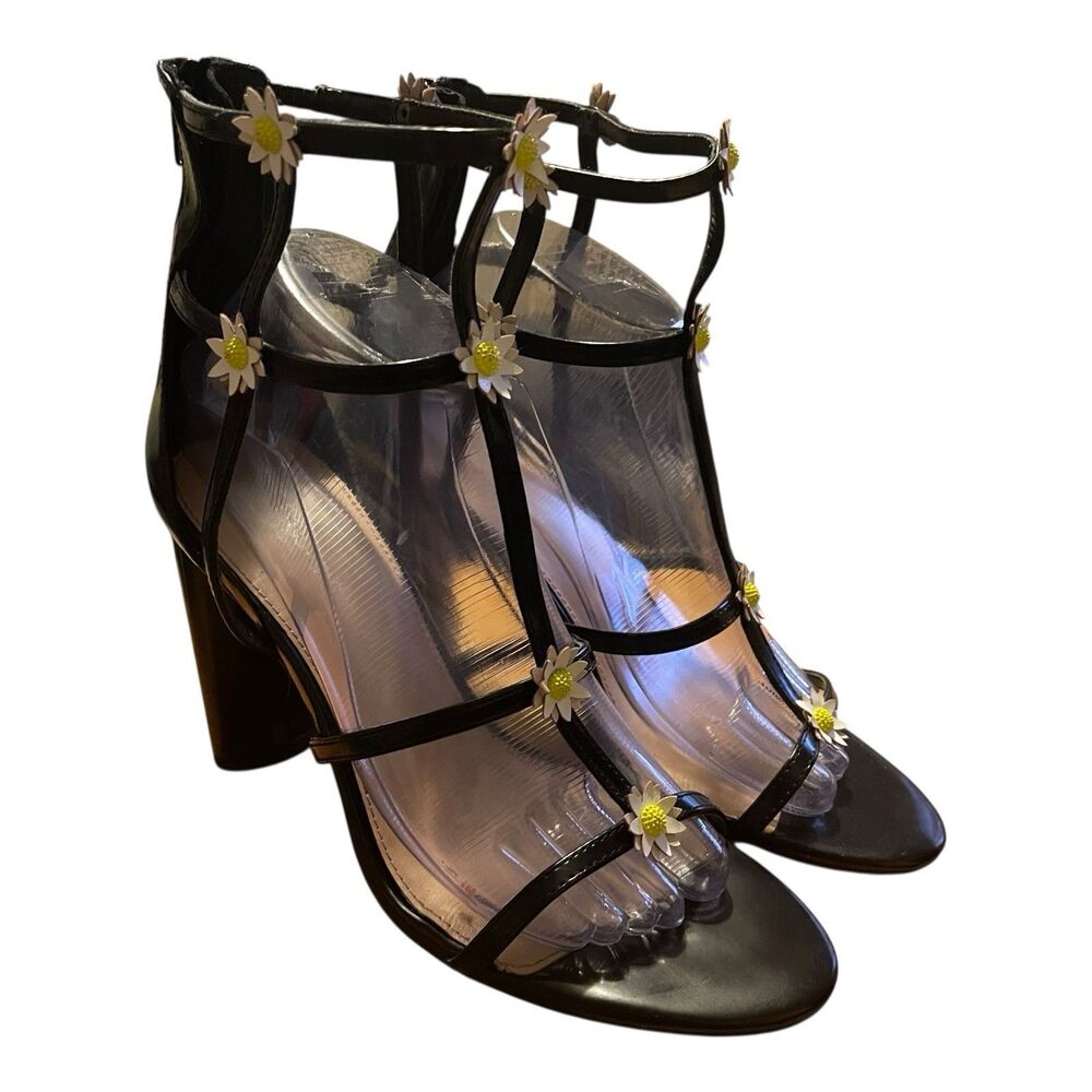 BCBGeneration Jordan Sunflower Heels Caged Gladiator Sandals Womens Size 9 Black